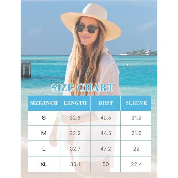 Women Long Sleeve Beach Shirt Tops Swimsuit Cover Up - Picture 6 of 6